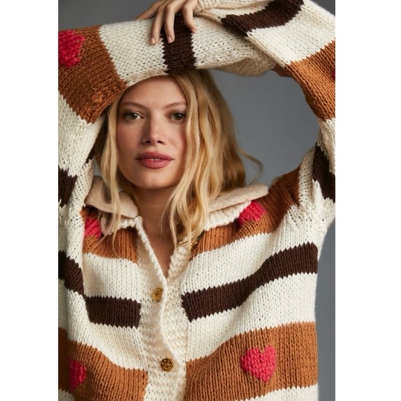 Anthropologie Vero Alfie Hand-Knit Cardigan Sweater Size 2 - Picture 5 of 16